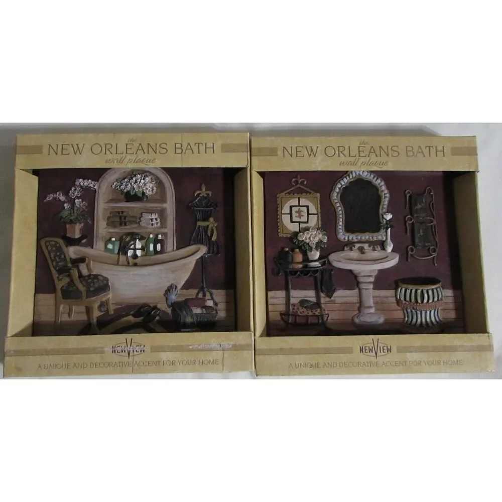 Winterle Olson 3D set of 2 bathroom plaques footed tub vanity sink new Orleans